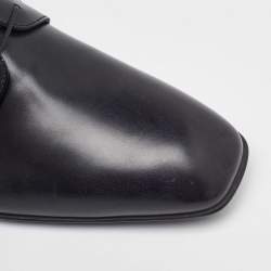 Pre Owned Salvatore Ferragamo Black Leather Lace Up Derby Size 41.5