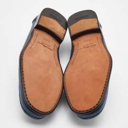 مملوكة مسبقًا Salvatore Ferragamo Blue Leather Gancini Slip On Loafers Size 41.5