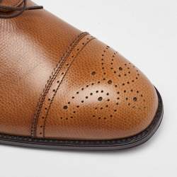 Salvatore Ferragamo Tan Leather Lace Up Brogue Derby Size 41.5