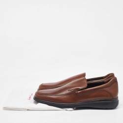 Salvatore Ferragamo Brown Leather Slip On Loafers Size 41.5