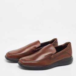 Salvatore Ferragamo Brown Leather Slip On Loafers Size 41.5