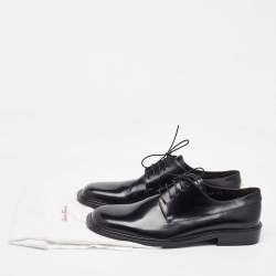 Pre Owned Salvatore Ferragamo Black Leather Lace Up Derby Size 41.5