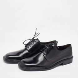 Pre Owned Salvatore Ferragamo Black Leather Lace Up Derby Size 41.5