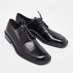 Pre Owned Salvatore Ferragamo Black Leather Lace Up Derby Size 41.5