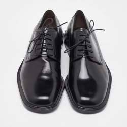 Pre Owned Salvatore Ferragamo Black Leather Lace Up Derby Size 41.5