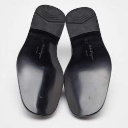 Pre Owned Salvatore Ferragamo Black Leather Lace Up Derby Size 41.5