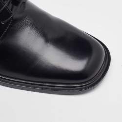 Pre Owned Salvatore Ferragamo Black Leather Lace Up Derby Size 41.5