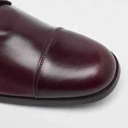 Pre Owned Salvatore Ferragamo Dark Burgundy Leather Lace Up Derby Size 41.5
