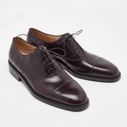Salvatore Ferragamo Dark Brown Leather Lace Up Oxfords Size 41.5