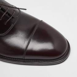 Salvatore Ferragamo Dark Brown Leather Lace Up Oxfords Size 41.5