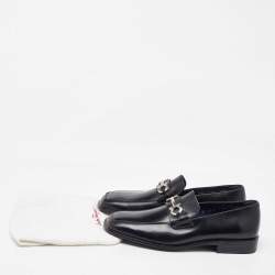 Pre Owned Salvatore Ferragamo Black Leather Slip On Gancini Loafers Size 41.5