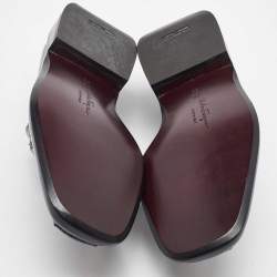 Pre Owned Salvatore Ferragamo Black Leather Slip On Gancini Loafers Size 41.5