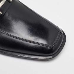 Pre Owned Salvatore Ferragamo Black Leather Slip On Gancini Loafers Size 41.5