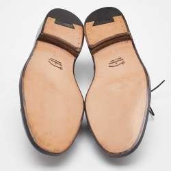 Pre Owned Salvatore Ferragamo Black Patent Leather Lace Up Oxfords Size 41.5