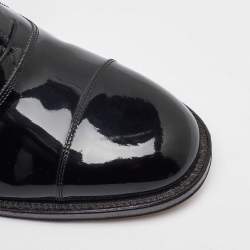 Pre Owned Salvatore Ferragamo Black Patent Leather Lace Up Oxfords Size 41.5