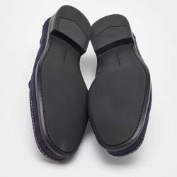 Pre Owned Salvatore Ferragamo Navy Blue Nubuck Leather Gancini Loafers Size 41.5