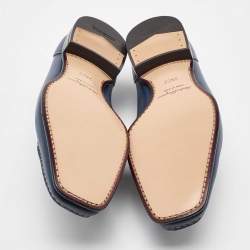 Pre Owned Salvatore Ferragamo Blue Leather Gancini Loafers Size 41.5