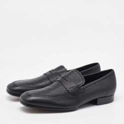 Salvatore Ferragamo Black Leather Slip On Loafers Size 41.5