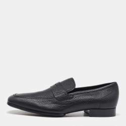 Salvatore Ferragamo Black Leather Slip On Loafers Size 41.5