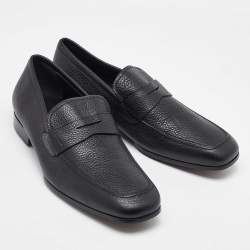 Salvatore Ferragamo Black Leather Slip On Loafers Size 41.5