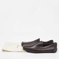 Salvatore Ferragamo Dark Brown Leather Slip On Loafers Size 41.5