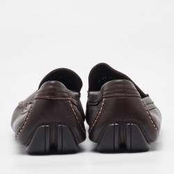 Salvatore Ferragamo Dark Brown Leather Slip On Loafers Size 41.5