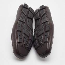 Salvatore Ferragamo Dark Brown Leather Slip On Loafers Size 41.5