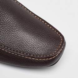 Salvatore Ferragamo Dark Brown Leather Slip On Loafers Size 41.5