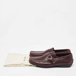 Salvatore Ferragamo Brown Leather Slip On Gancio Loafers Size 41.5