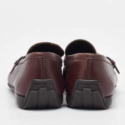 Salvatore Ferragamo Brown Leather Slip On Gancio Loafers Size 41.5