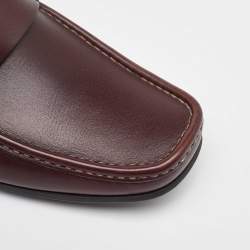 Salvatore Ferragamo Brown Leather Slip On Gancio Loafers Size 41.5