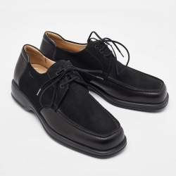 Salvatore Ferragamo Black Suede and Leather Lace Up Derby Size 41.5