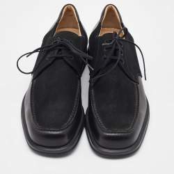 Salvatore Ferragamo Black Suede and Leather Lace Up Derby Size 41.5