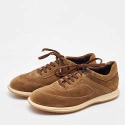 Salvatore Ferragamo Brown Suede Low Top Sneakers Size 41.5