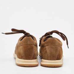 Salvatore Ferragamo Brown Suede Low Top Sneakers Size 41.5