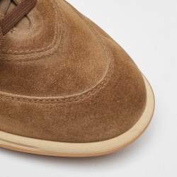 Salvatore Ferragamo Brown Suede Low Top Sneakers Size 41.5