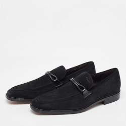 Salvatore Ferragamo Black Suede Slip On Penny Loafers Size 41.5