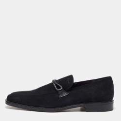 Salvatore Ferragamo Black Suede Slip On Penny Loafers Size 41.5