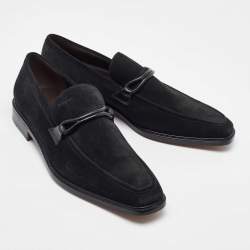 Salvatore Ferragamo Black Suede Slip On Penny Loafers Size 41.5