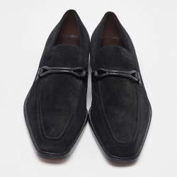 Salvatore Ferragamo Black Suede Slip On Penny Loafers Size 41.5