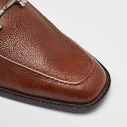 Salvatore Ferragamo Brown Leather Gancini Slip On Penny Loafers Size 41.5