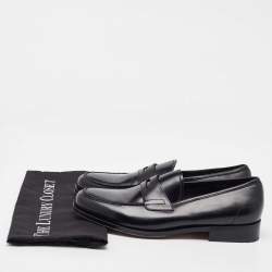 Pre Owned Salvatore Ferragamo Black Leather Slip On Loafers Size 41.5