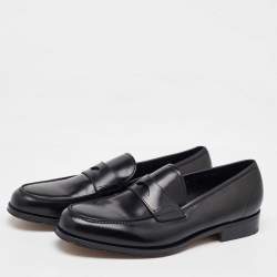 Pre Owned Salvatore Ferragamo Black Leather Slip On Loafers Size 41.5