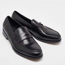 Pre Owned Salvatore Ferragamo Black Leather Slip On Loafers Size 41.5