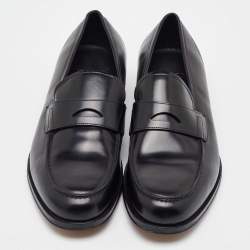 Pre Owned Salvatore Ferragamo Black Leather Slip On Loafers Size 41.5