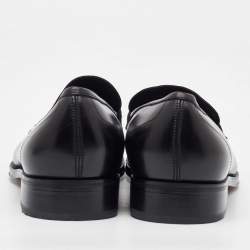 Pre Owned Salvatore Ferragamo Black Leather Slip On Loafers Size 41.5