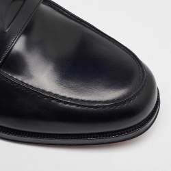 Pre Owned Salvatore Ferragamo Black Leather Slip On Loafers Size 41.5