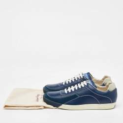 Pre Owned Salvatore Ferragamo Navy Blue Leather Low Top Sneakers Size 41.5