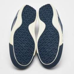 Pre Owned Salvatore Ferragamo Navy Blue Leather Low Top Sneakers Size 41.5