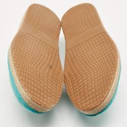 Salvatore Ferragamo Turquoise Lizard Lampedusa Espadrilles Size 44.5